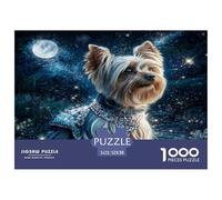 Chien Mignon, Terrier en Carton 100% recyclé, sous Un Ciel étoilé. Puzzle de 1000 pièces pour Adultes et Enfants, 52 x 38 cm. Idéal pour Le développement cérébral.