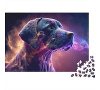 Chien Noir Puzzle pour Adultes Puzzle 1000 Pièces Lumière Colorée Jeu de Puzzle 1000 Pièces Décoration Maison Détente 70x50cm/1000pcs