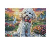 Chien Nounours Mignon mer de Fleurs 300 Pièces Puzzle Débutant en Carton Anti-Déchirure Facile Apprentissage Anti-Stress Passe-Temps Cadeau Fête des Mères Petit Prix 300 PCS/40x28cm