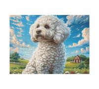 Chien Nounours Mignon mer de Fleurs 500 Pieces Casse-tête Amateur d'art en Carton Haute Densité Difficile Niveau Expert Décoration Murale Salon Cadeau Fête des Mères 500 PCS/52×38cm