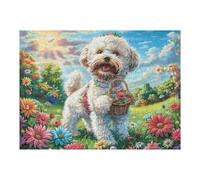 Chien Nounours Mignon mer de Fleurs 500 Pièces Puzzle Adolescent en Carton Anti-Déchirure Difficulté Moyenne Activité ÉduChative Passe-Temps Petit Prix Pas Cher Premium 500 PCS/52×38cm