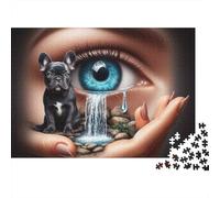 Chien Oeil Larme 1000 Pièces Puzzle pour Adultes Carton sans Odeur Anti-Stress pour S'amuser pour Débutants pour Cadeaux Corporatifs 38x26cm/1000pcs