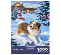 Chien Old English Sheepdog 1000 Pièces Puzzles pour Adultes, Scène de neigeun Jeu De Dexérité Très Difficile Puzzle D'intelligence 70x50cm/1000pcs