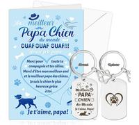 Chien Papa Cadeau Fete Des Peres, Bonne Fête Papa Carte Avec Enveloppe Chien Papa Porte-Clé Cadeau Par Un Chien Fête Des Pères Porte Cles Carte Meilleur Papa Chien Du Monde Cadeau