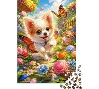 Chien Papillon Fleur Puzzle, 1000 Pièces Jeu D'intérieur Adulte