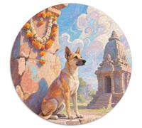 Chien Pariah Indien 1000 Pièce Jigsaw Puzzles Jeux Éducatifs Créatif Chien de Compagnie Jigsaw Rond Belle Décoration Puzzle pour Adultes Et Enfants 1000pcs (67.5x67.5cm)