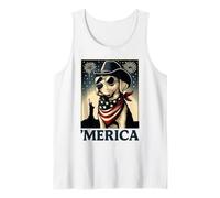 Chien patriotique portant un chapeau et un bandana USA Cowboy Débardeur