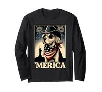 Chien patriotique portant un chapeau et un bandana USA Cowboy Manche Longue