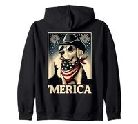 Chien patriotique portant un chapeau et un bandana USA Cowboy Sweat à Capuche