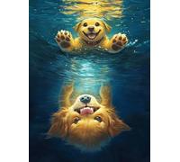 Chien Peinture Numero Adulte Enfant avec Cadre, Peinture par Numéro Lac Paint by Numbers Kit, Numero d'art avec 3 Pinceaux et Acrylique Loisirs Créatifs Adultes, Decoration Maison 45x60 cm Q-2145