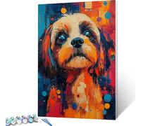 Chien Peinture Numero Adulte, Peinture par Numero Adulte Animal sur Toile, DIY Loisirs Créatifs, Canevas Kit Complet avec Acrylique et Pinceaux, Tableau Decoration Murale, Cadeau Femme 40x50cm G-1566