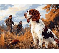 chien Peinture par Numéros Grand 40x50cm,Peinture Numero Adulte chasseur Painting by Numbers Bricolage kit peinture adulte Peint à la Main Peinture à l'huile Toile Kit pour Débutants,Sans Cadre