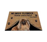 Chien Personnalisé, Joli Chiot Pékinois, Pas Besoin De Frapper, Je Sais Que Vous Êtes Là Tapis De Bain Doux Tapis De Porte Anti-Poussière Paillasson De Bienvenue pour Bain Terrasse Salon 40X60Cm