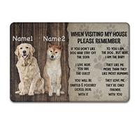 Chien Personnalisé, Lors d'une Visite chez Mon Chien Domestique Paillasson De Bienvenue Absorbant Paillasson D'Entree Facile À Nettoyer Tapis De Bain pour Salon Terrasse Intérieur 40X60Cm