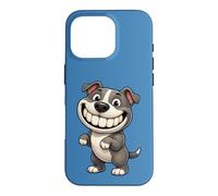 Chien Pitbull drôle de Dessin animé Souriant avec de Grandes Dents Coque pour iPhone 16 Pro