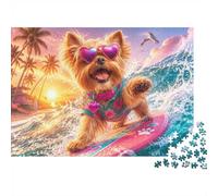 Chien Planche Soleil Couchant 1000 Pièces Mini Puzzle pour Adolescents | 38x26cm Papier Salon Ornement Découpe Précise Cadeau Ami