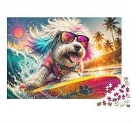 Chien Planche Soleil Couchant 1000 Pièces Mini Puzzle pour Adultes Idée | 52x38cm Carton Amateurs De Puzzles Relaxation Mentale Puzzle Fait Main Cadeau D'anniversaire Décoration Maison