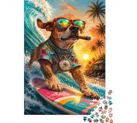 Chien Planche Soleil Couchant 1000pcs Mini Puzzle pour Adultes Difficile | 52x38cm Papier Décoration Salon Découpe Précise Cadeau Anniversaire Relaxation