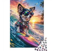 Chien Planche Soleil Couchant 1000pcs Mini Puzzle pour Famille Difficile | 38x26cm Carton Décor Salon Structure Durable Cadeau Ami Soulagement Anxiété