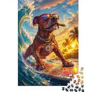 Chien Planche Soleil Couchant 1000pcs Mini Puzzle pour Famille Difficile | 52x38cm Carton Décor Salon Structure Durable Cadeau Anniversaire Soulagement Anxiété