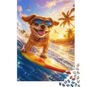 Chien Planche Soleil Couchant Puzzle 1000 Pièces Mini pour Adultes Idée | 38x26cm Carton Amateurs De Puzzles Détente Jeu De Puzzle Fait Main Cadeau D'anniversaire Décoration Maison