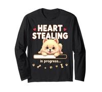 Chien Poméranie en forme de cœur Cadeau amusant Pom Puppy Manche Longue
