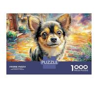 Chien Poméranien Puzzle 1000 Pièces Adultes Et Enfants Dès 14 Ans Chihuahua sur Le Chemin Fleuri Pièces Parfaitement Assorties Jouets Défi Éducatifs Détente & Relaxation 38x26cm/1000pcs