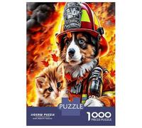 Chien Pompier équipement 1000 Pièces Pack Puzzle Héroïsme Courageux de l'animal de Compagnie Voitureton Extra-épais - Favori des Collectionneurs, Détente Mentale, Pause Bureau Voyage 52x38cm/1000pcs