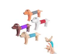 Chien Pop Tube, 4 Pièces Pop Tubes Mini Jouets Sensoriels Fidget Toy Pack Jouet De Tuyau Extensible Jouet pour Chien Télescopique Jouets Sensoriels Anti-Anxiété pour Enfants Et Adultes