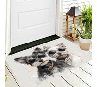 Chien Portant Des Lunettes De Soleil Paillasson Attrape-Poussière, Tapis De Sol Antidérapant En Machine, Animaux Amusants À L'Aquarelle Douces Pour Chien, Entrée, Porte Et Couloir 45 x 75 cm