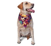 Chien portant un sourire coloré avec imprimé graphique triangle écharpe pour chiens et chats, bandana mignon réglable pour animaux de compagnie et séances photo