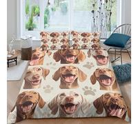 Chien Portraits Parure de Lit Microfibre 3 Pièces Imprimé en 3D Facile d'entretien Happy Canine Art Style Ensemble De Literie avec Taie d'oreiller Hypoallergique for Hommes Enfants Single（135x200cm）