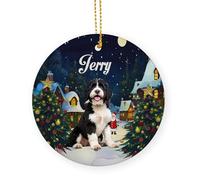 Chien Portugais Noir Céramique Ornements De Noël, avec Ficelle Décoration en Céramique 7.3Cm Arbre De Noël Ornements