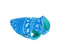 Chien Pull de Noël Vêtements de Noël pour Chien et Chat Hiver Manteau Chaud pour Animaux de Compagnie,Chiot Veste Polaire Réversible Costume de Chien à Imprimé Flocon de Neige de Renne Bleu XL