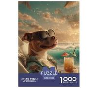 Chien Puzzle 1000 Pièces Adorable Animal de Compagnie - Challenge Zen, Carte Géographique À Assembler, Poster Inclus, Cadeau Éducatif, 70x50cm/1000pcs