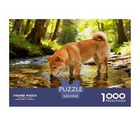 Chien Puzzle 1000 pièces Animal Mignon Buvant de l'eau - Jeu Éducatif Et Artistique, Défi pour Famille Et Amis, Poster Mural Inclus, 70x50cm/1000pcs