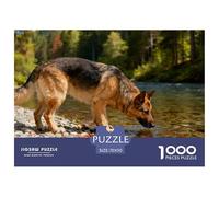 Chien Puzzle 1000 Pièces Animal Mignon Buvant de l'eau - Puzzle Cozy Soir D’Hiver, Carton Premium, Challenge en Duo, Poster pour Déco, 70x50cm/1000pcs
