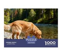 Chien Puzzle 1000 Pièces Animal Mignon Buvant de l'eau - Qualité Premium, Jeu De Concentration, Poster Artistique Inclus, Parfait pour Soirées Cosy, 70x50cm/1000pcs