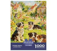 Chien Puzzle 1000 Pièces Animal Mignon - Puzzle Cozy Soir D’Hiver, Carton Premium, Challenge en Duo, Poster pour Déco, 38x26cm/1000pcs