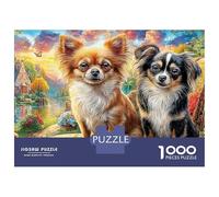 Chien Puzzle 1000 Pièces Carton Épais Deux Chiens reposant Jeu De Société Loisir Week-End Pas De Bavures Texture Lisse Couleurs Vives 52x38cm/1000pcs