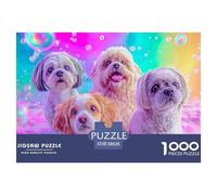 Chien Puzzle 1000 Pièces Cute Pets - Puzzle Cozy Soir D’Hiver, Carton Premium, Challenge en Duo, Poster pour Déco, 38x26cm/1000pcs