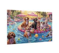 Chien Puzzle 300 Pièces Adultes Puzzle Faire La Fête Motif Design avec Emballage Cadeau pour Cadeau Femme,Activité Familiale Stimulante Débutants pour Decoration Chambre Murale Maison 40 x 28 cm -396Y