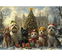Chien Puzzle 500 Pieces Adultes Arbre de Noël Puzzles Classiques Panorama Bois Difficile Impossible Geant Jigsaw Jeu éducatif Défi Jouet pour Enfants et Adulte dès 14 Ans Cadeau Homme Femme P-883