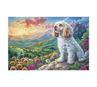 Chien Regarde vers Le Haut dans Les collines en Fleurs Puzzles 1000 Pièces pour Adultes Difficile Artistique Educa Relaxation Jeu De Réflexion Décoration Intérieure Famille 1000 PCS