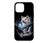 Chien rétro Akita Howling At The Moon années 90 Bootleg Meme Coque pour iPhone 12 Pro Max