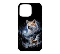 Chien rétro Akita Howling At The Moon années 90 Bootleg Meme Coque pour iPhone 15 Pro Max