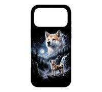 Chien rétro Akita Howling At The Moon années 90 Bootleg Meme Coque pour iPhone 17 Pro Max