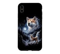 Chien rétro Akita Howling At The Moon années 90 Bootleg Meme Coque pour iPhone XS Max