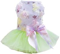 Chien Robe Chiot Jupe Princesse Robes Tutu Fleur de Mariage Dentelle de Luxe Bow Robe pour Petit Chien Fille XL Vert