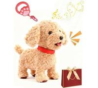 Chien Robot Froplays - Chiot Robot Réaliste Avec Détection Tactile, Imitation Vocale, Sons Réalistes, Langue Qui Tire Et Lèche, Laisse Télécommande, Fourrure Douce, Jouet Électronique Interactif